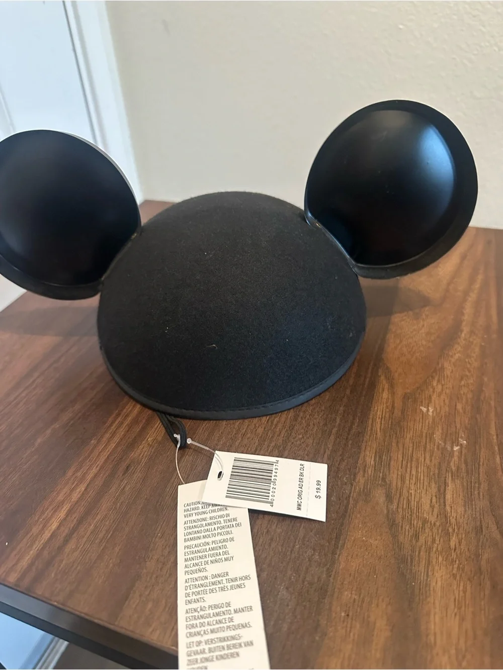 Disney Black Mickey Mouse Ear Hat with Red Patch